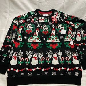 Disney Black and Red light up Christmas Sweater w Snowman Design